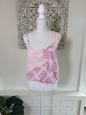 Free People Pink One Shoulder Asymmetrical Boho Tank Top Women’s - Small